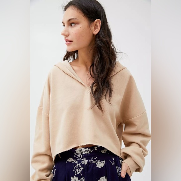 Topshop Tops - UO Millie Deep-V Hoodie Sweatshirt